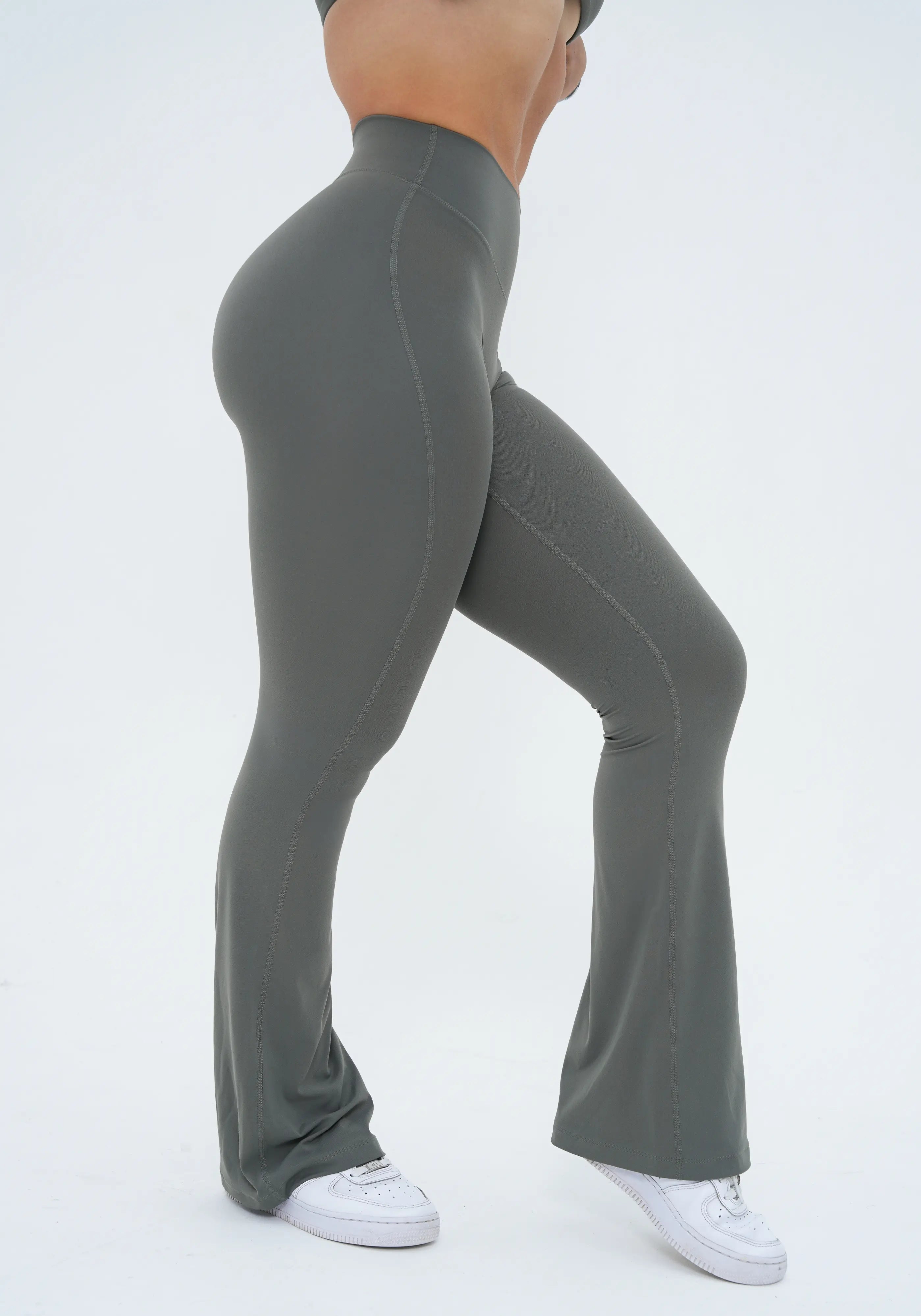 LUXE Sculpt Flared Leggings - Sage Khaki