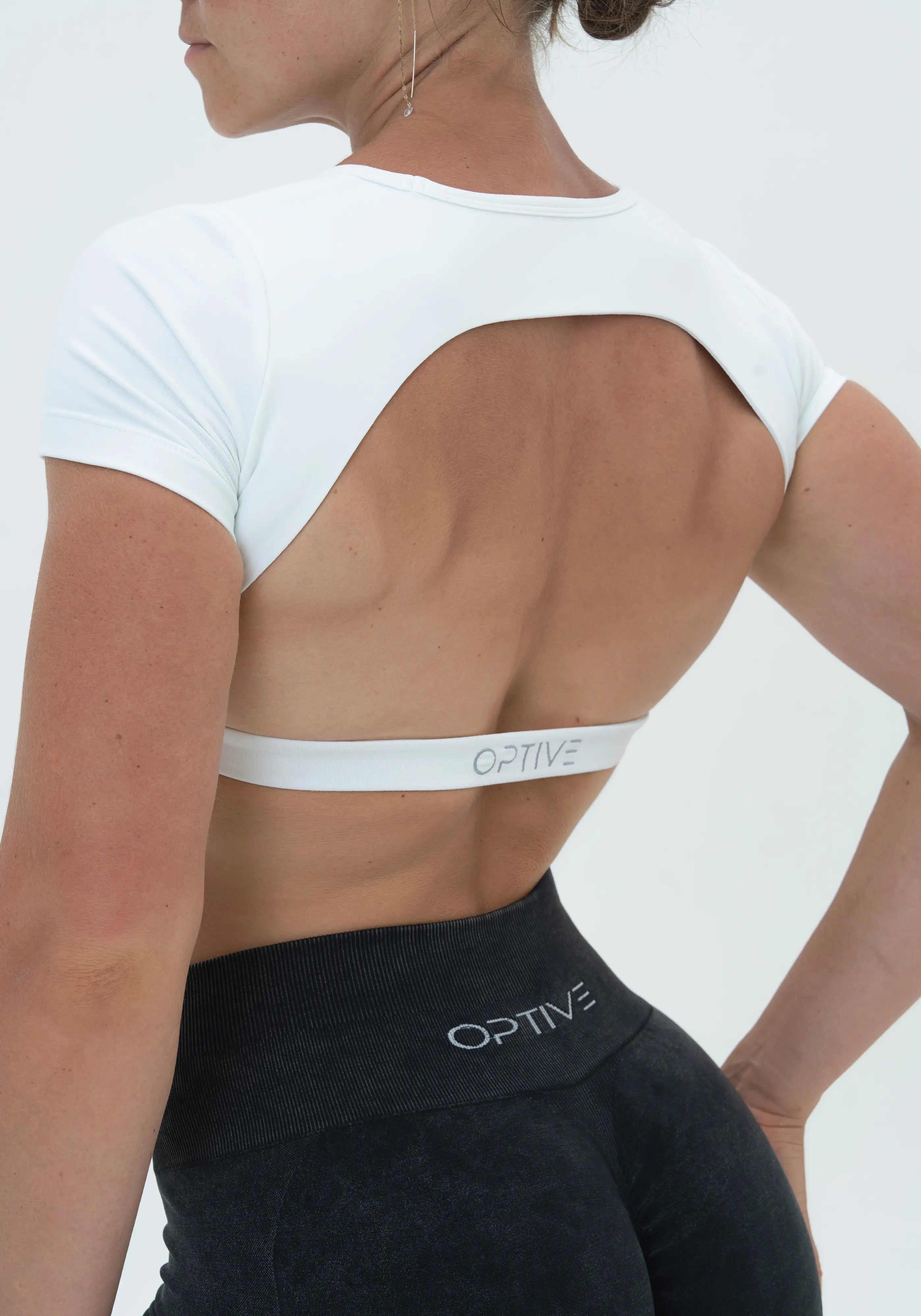 DAVOMI Scrunch Open Back T-Shirt - Cream White