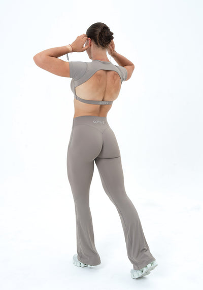 DAVOMI Open Back T-Shirt - Dusk Grey