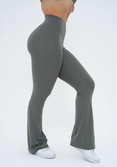 LUXE Sculpt Flared Leggings - Sage Khaki