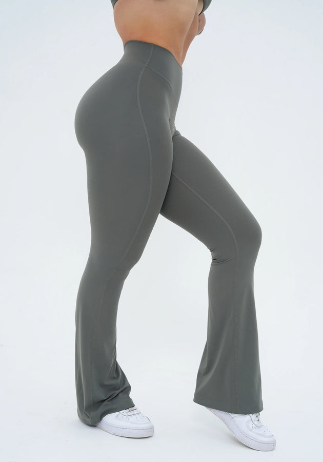 LUXE Sculpt Flared Leggings - Sage Khaki