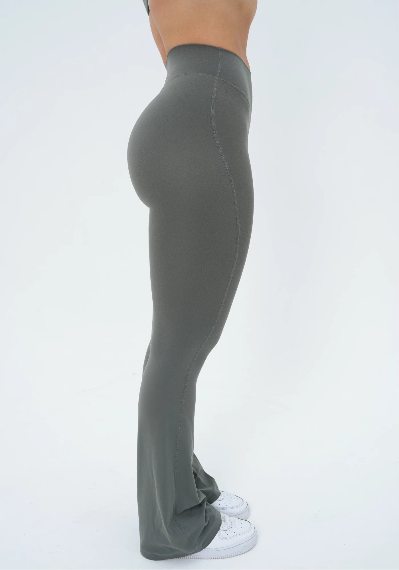 LUXE Sculpt Flared Leggings - Sage Khaki