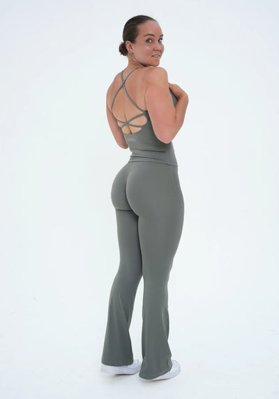 LUXE Sculpt Flared Leggings - Sage Khaki