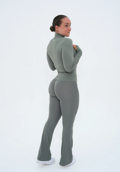 LUXE Flow Zip-Jacket - Sage Khaki