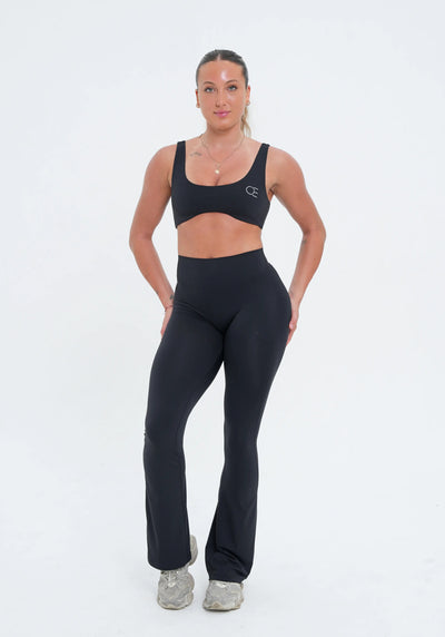 LUXE Sculpt Flared Leggings - Deep Black