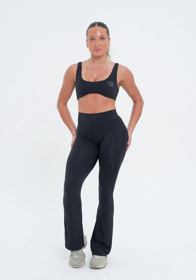 LUXE Sculpt Flared Leggings - Deep Black