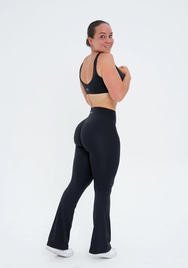 LUXE Sculpt Flared Leggings - Deep Black