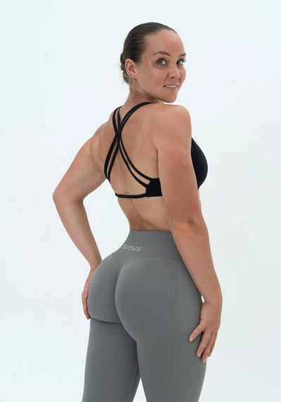 DAVOMI Double Twist Sport-BH - Deep Black