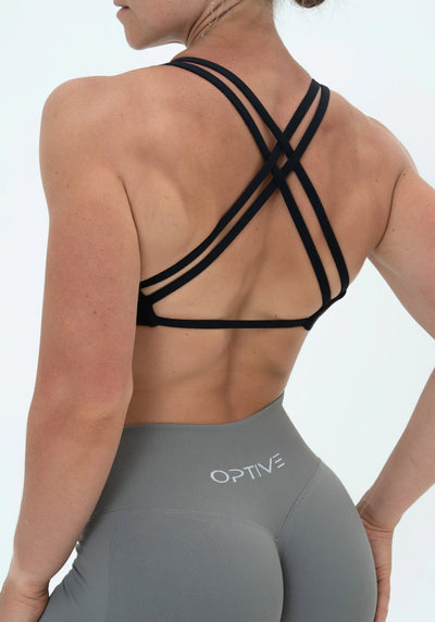 DAVOMI Double Twist Sport-BH - Deep Black