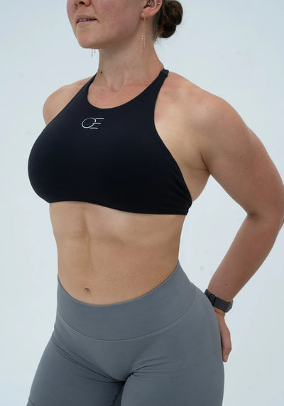 DAVOMI High Neck Sport-BH - Deep Black