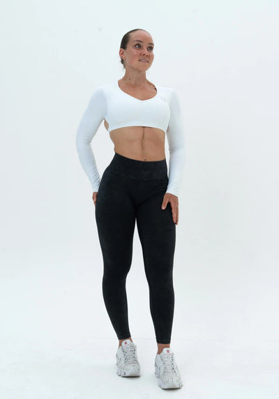 DAVOMI Scrunch Open Back Longsleeve - Cream White