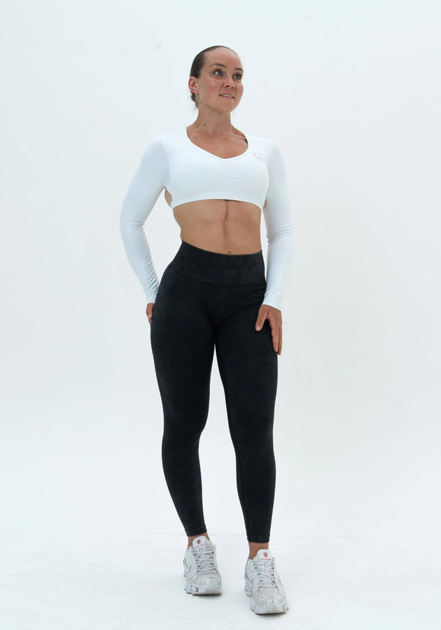 DAVOMI Scrunch Open Back Longsleeve - Cream White