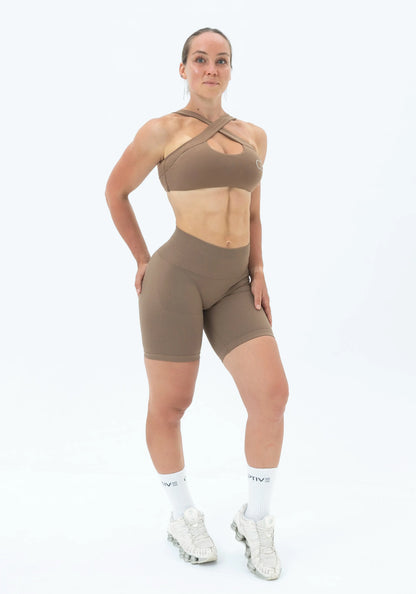 DIVINE Scrunch Shorts - Mocha Brown