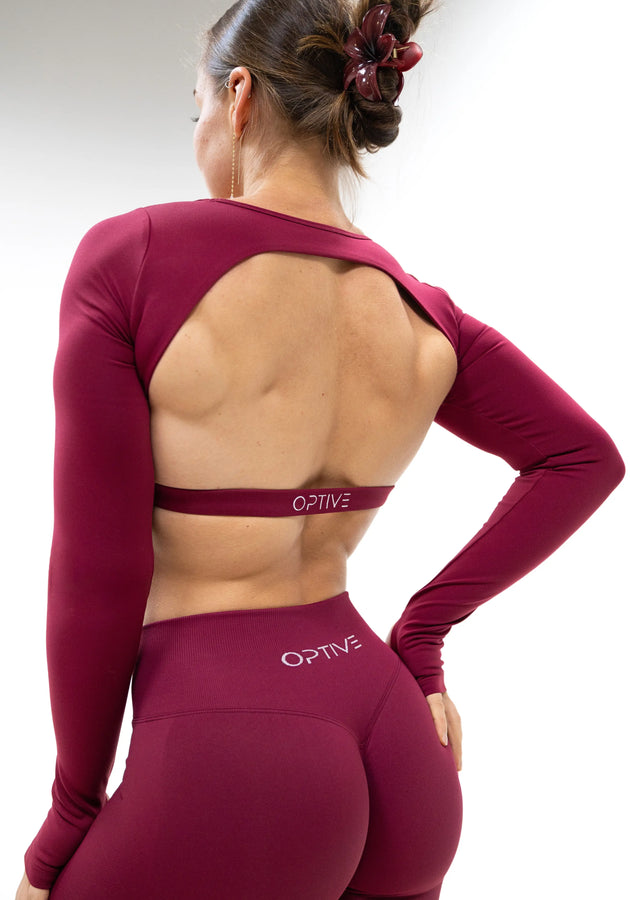 DAVOMI Open Back Longsleeve - Bordeaux Red (Limited Edition)