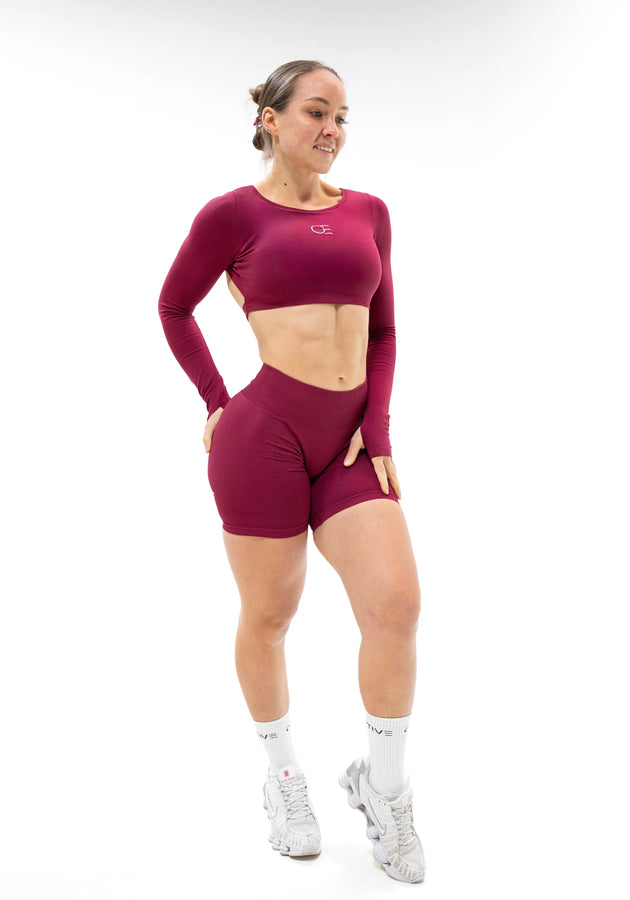 DAVOMI Open Back Longsleeve - Bordeaux Red (Limited Edition)