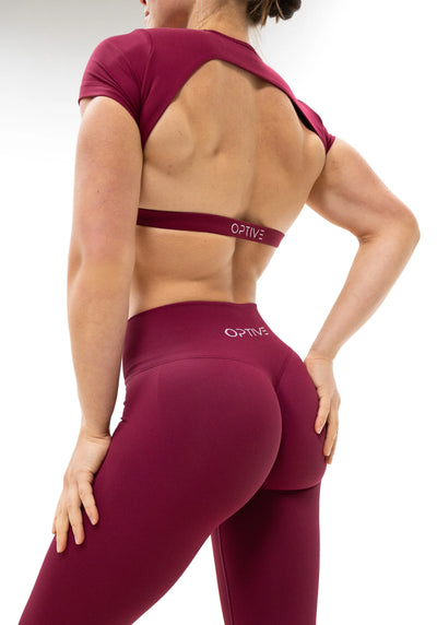 DAVOMI Open Back T-Shirt - Bordeaux Red (Limited Edition)