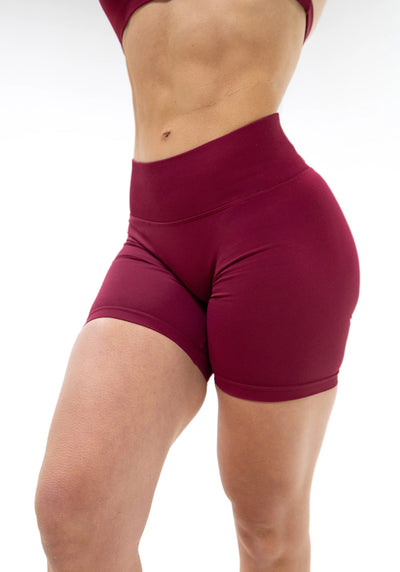 UNITY V-Shape Scrunch Shorts - Bordeaux Red (Limited Edition)