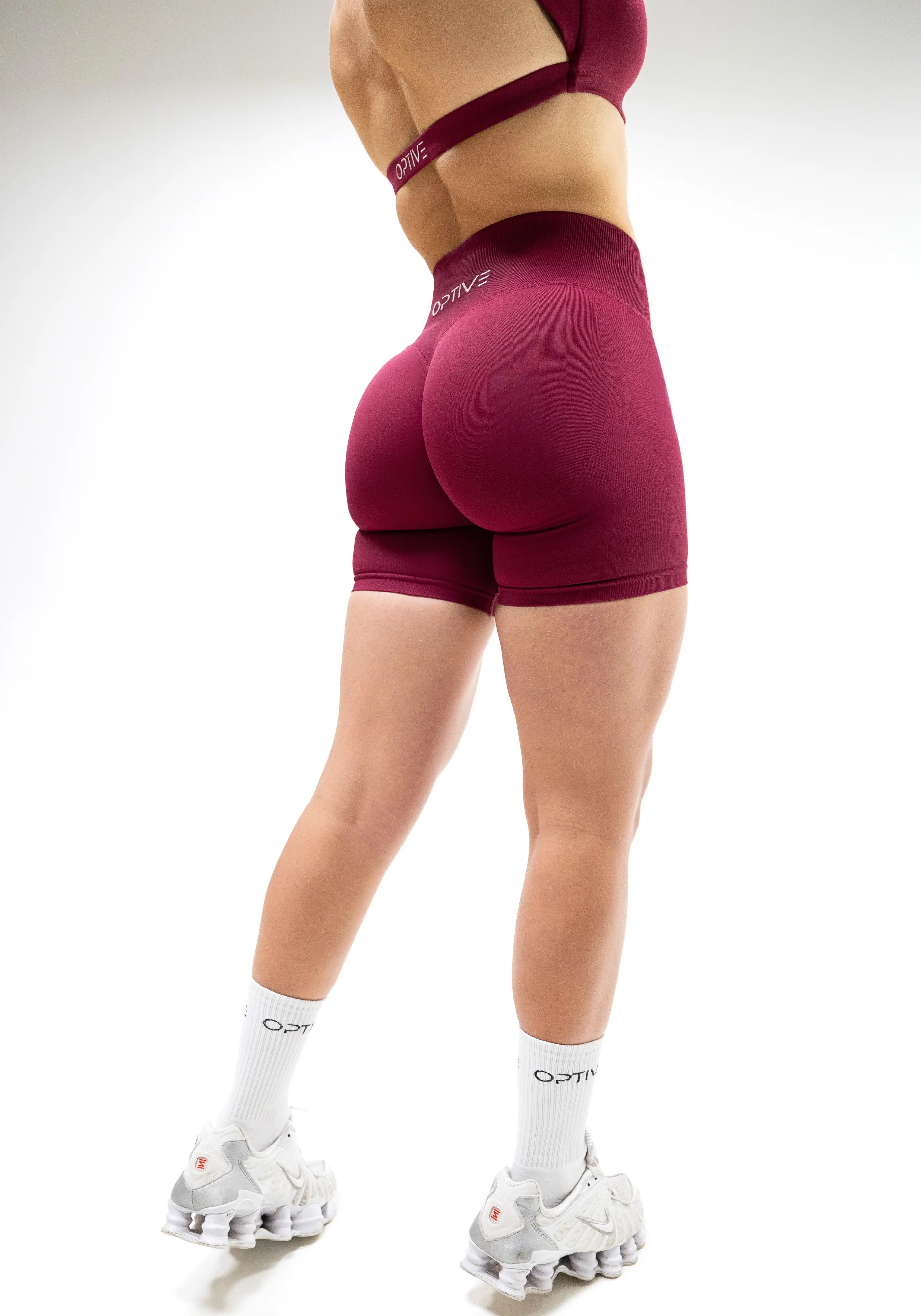 UNITY V-Shape Scrunch Shorts - Bordeaux Red (Limited Edition)