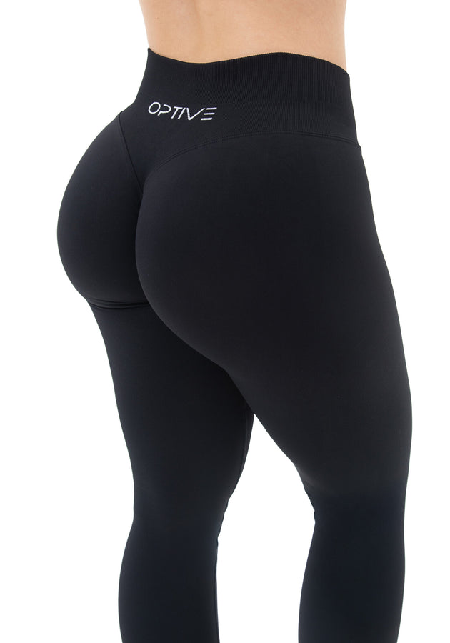 UNITY V-Shape Scrunch Leggings - Deep Black