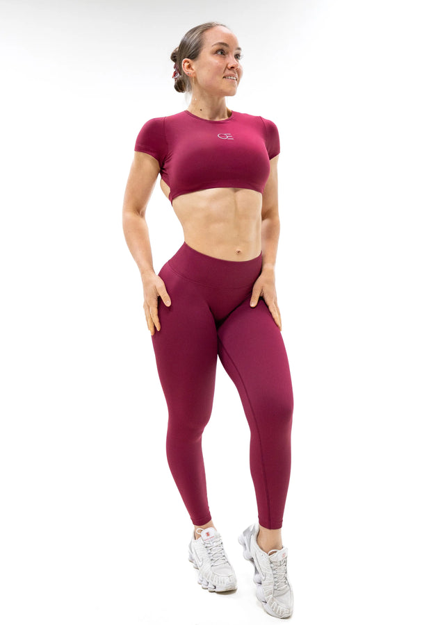 UNITY V-Shape Scrunch Leggings - Bordeaux Red (Limited Edition)